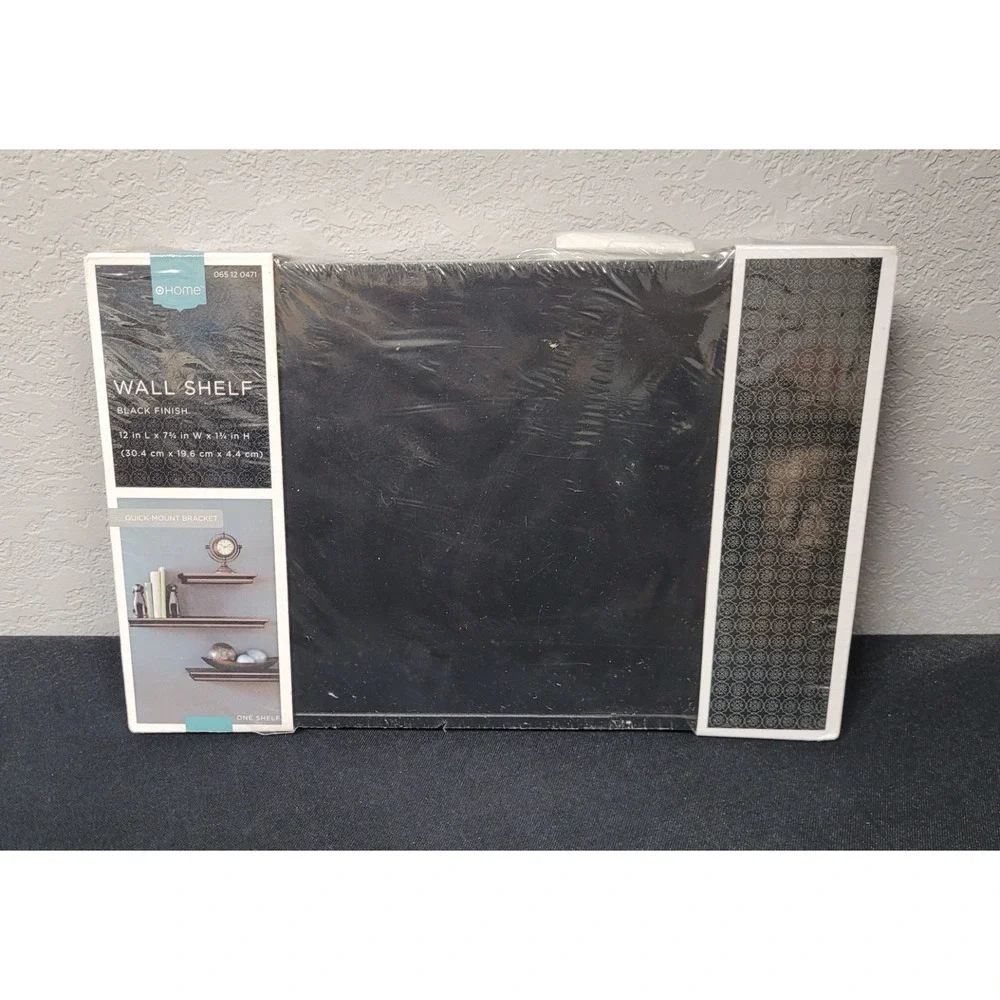 Home Black Finished Floating Wall Shelf 12 in L x 7.75 in W x 1.75 in H New
